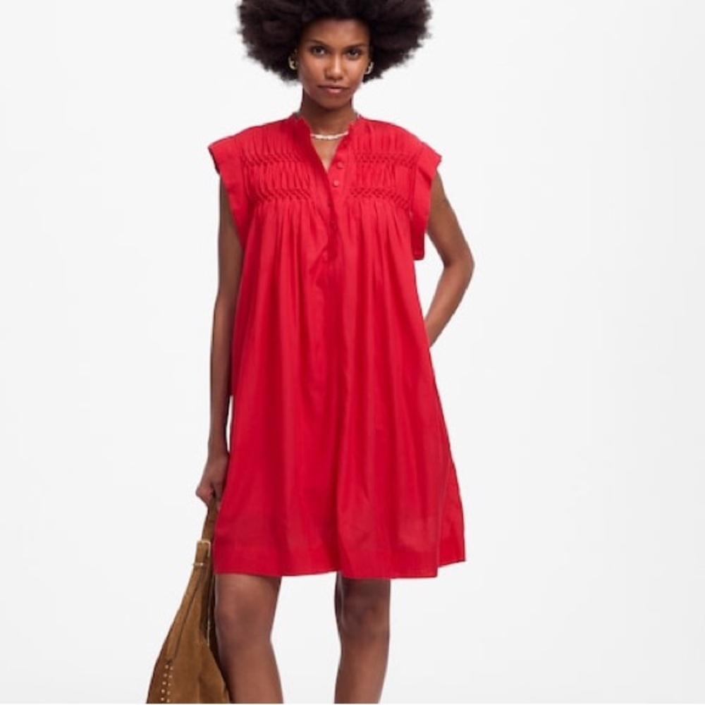 Madewell Embroidered Pleated Mini Dress